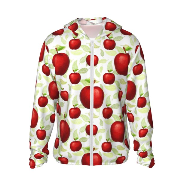 Fotbe Fruit Apples Chaqueta con Protección Solar UPF 50+ para Hombre y Mujer, Camisa con Capucha y Bolsillos-Medium