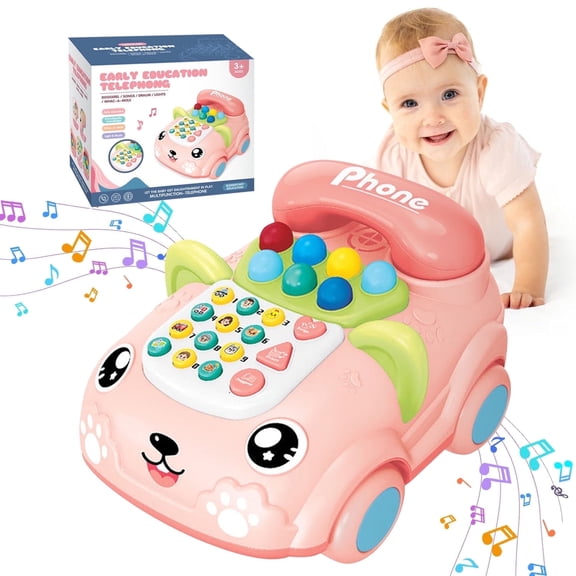 Toys for 1 Year Old Girls, Phone Toy with Music Light, Baby Musical Toy for 6-12 Months, Preschool Learning Toys Gift