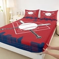 thumbnail image 4 of Erosebridal Boy Baseball Sport Bed Sheets, Crimson Navy Cartoon King Sheets, 4 Pieces, 4 of 5