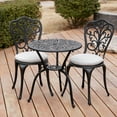 thumbnail image 5 of Withniture Patio Bistro Set 3 Piece Outdoor, All Weather Bistro Table and Chairs Set of 2 with Umbrella Hole Black, 5 of 10