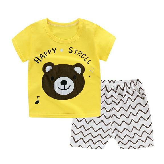 KDFJPTH Toddler Boys Shorts Set Baby Girl Clothes OutfitsCottonPrinted TopCasual2PC Set 6-12 Months