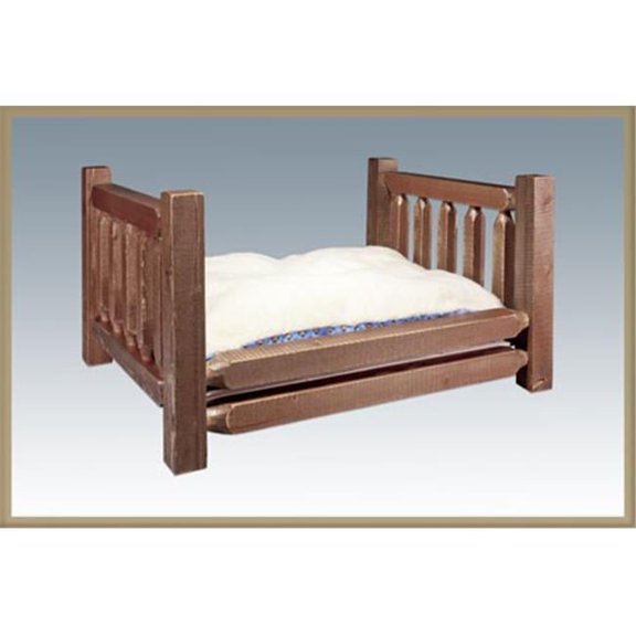 Homestead Collection Pet Bed with 30x40 Mattress Stained and Lacquered