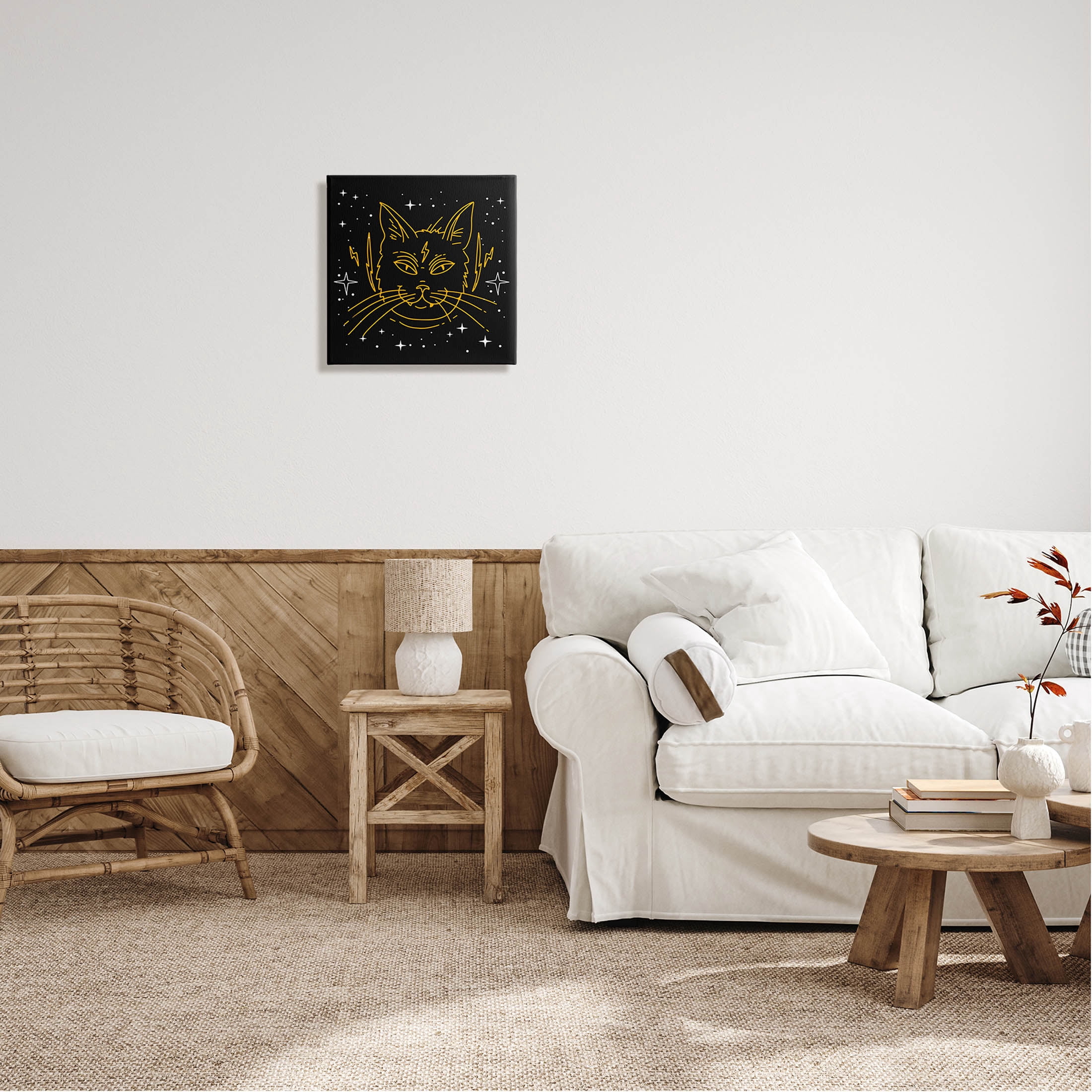 Stupell Industries Starry Cat Lightning Bolt Graphic Art Gallery Wrapped Canvas Print Wall Art, Design by Lil' Rue