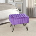 thumbnail image 5 of Home Soft Things Super Soft Faux-Fur Upholstered Stool Ottoman, Paisley Purple, 19"x13"x17", 5 of 7