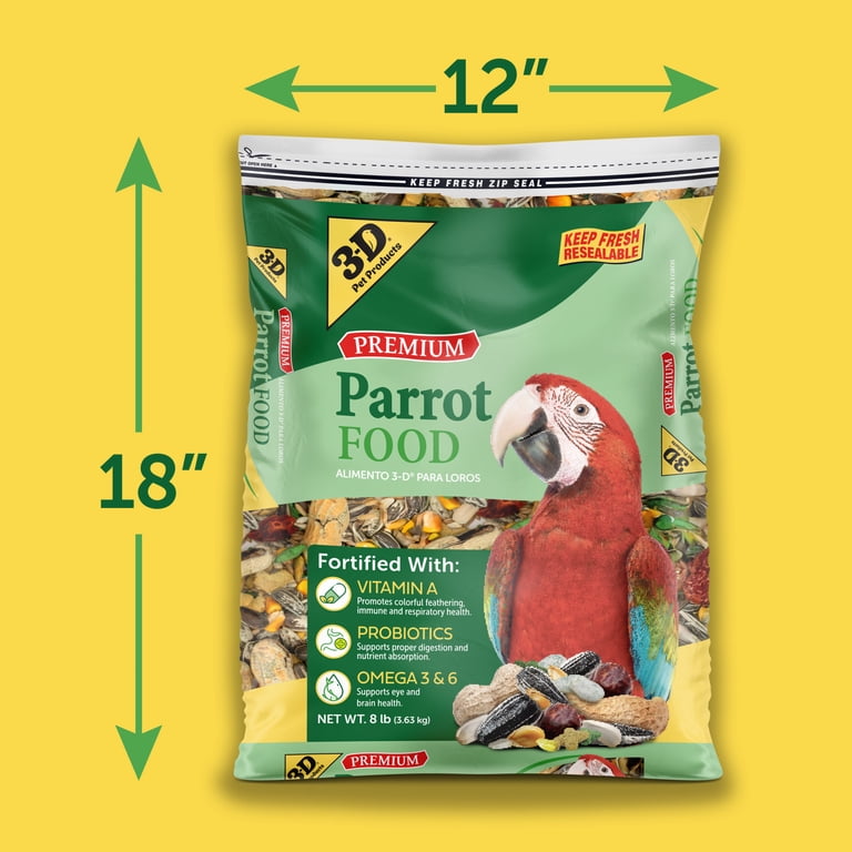 3-D Pet Products Premium Parrot Bird Food Seeds, with Probiotics