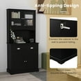 thumbnail image 6 of Costway 67" Kitchen Buffet Freestanding Pantry Cabinet Sideboard with Tempered Glass Doors White, 6 of 10