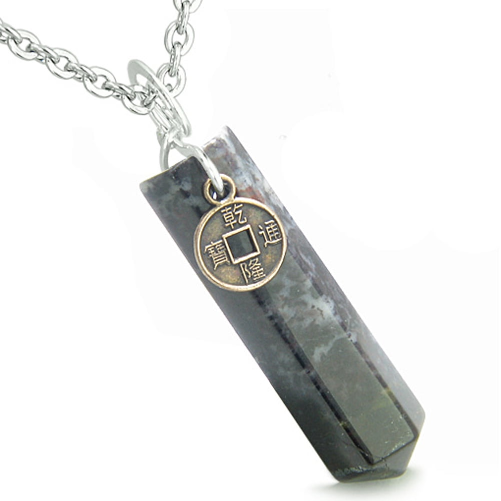 Bestamulets Amulet Lucky Charm Coin Crystal Point Dragon Blood Jasper Positive Energy Pendant 18 Inch Necklace Walmart Com Walmart Com