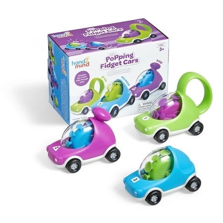 hand2mind Popping Fidget Cars, Tactile Sensory Fidget Toys, Toy Cars for Toddlers, Suction Cup Toys