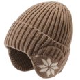 thumbnail image 3 of Voska Thick Knit Maple Leaf Ear Protection Pullover Hat For Men Women Soft Polyester Warm Winter Beanie Stylish Cold Weather Headgear Khaki, 3 of 6