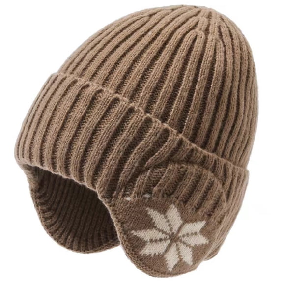 Dwellite Winter With Brim Ear Hat For Men Women Knit Soft Warm Stretchy Fit Cold Gifts for Hiking Daily Outdoor Work Khaki