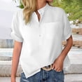 thumbnail image 2 of ManxiVoo Casual Stand Collar Short Sleeve Tunic with Pocket Lightweight and Breezy Pullover for Everyday Relaxed Wear XXXL Size White, 2 of 4