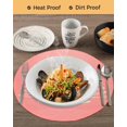 thumbnail image 3 of 13 Inch Round Placemats Set of 6, Chritsmas Tree Lights Non Slip Heat Insulation PP Table Mats, Pink Xmas New Year Holiday Washable Place Mats for Kitchen Dining Party Table Decor, 3 of 7