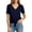 *Navy, variant on ClodeEU Women's V Neck Button Short Sleeve Top, Front Self Tie Knot Waist Solid Casual Blouse Army Green,Women's Plus L