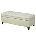 thumbnail image 3 of Storage Ottoman 50 Inches Upholstered Fabric Bench, Storage Bench for Bedroom with Button, Bed Benches for Foot of Bed for Living Room Bedroom Indoor (Ivory), 3 of 7