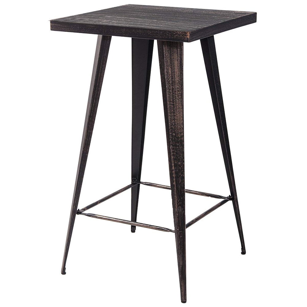 Hommoo 41" Height Pub Table, Rectangular Distressed Metal Bar Table