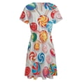 thumbnail image 5 of Pastel Rainbow Lollipop Short Sleeve Dress Women Summer Evening Dresses Ladies Sundress, 5 of 7