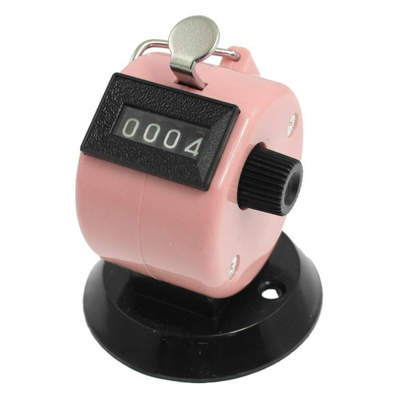 Unique Bargains Black Pink Plastic 4 Digit Manual Hand Tally Golf Palm Click Counter