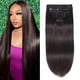 thumbnail image 1 of Extensiones de cabello humano real Gampacy con clip, 60 cm, color marrón oscuro, 1 of 8