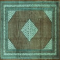 thumbnail image 1 of Ahgly Company Indoor Square Medallion Turquoise Blue Traditional Area Rugs, 3' Square, 1 of 4