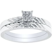 Pompeii Diamond Engagement Matching Wedding Ring Set 14K White Gold (G/H,I2-I3)