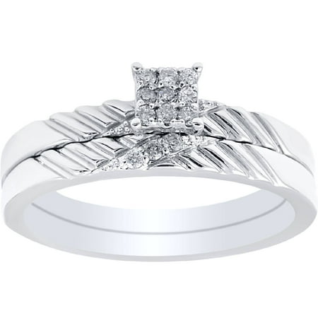 Pompeii Diamond Engagement Matching Wedding Ring Set 14K White Gold (G/H,I2-I3)