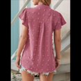 thumbnail image 4 of Blusa de Verano 2025 para Mujer, con Cuello en V, Volantes, Corta, Lunares, Holgada, Color Rosa, Talla XL, 4 of 6