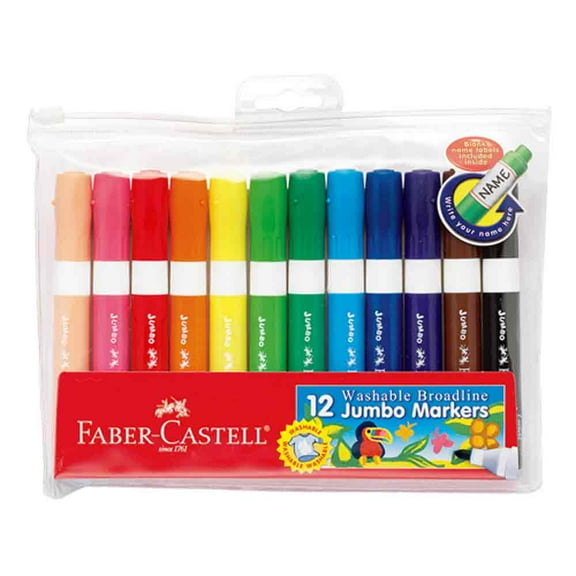 Faber-Castell Jumbo Broadline Washable Marker Set - Assorted Colors, Set of 12