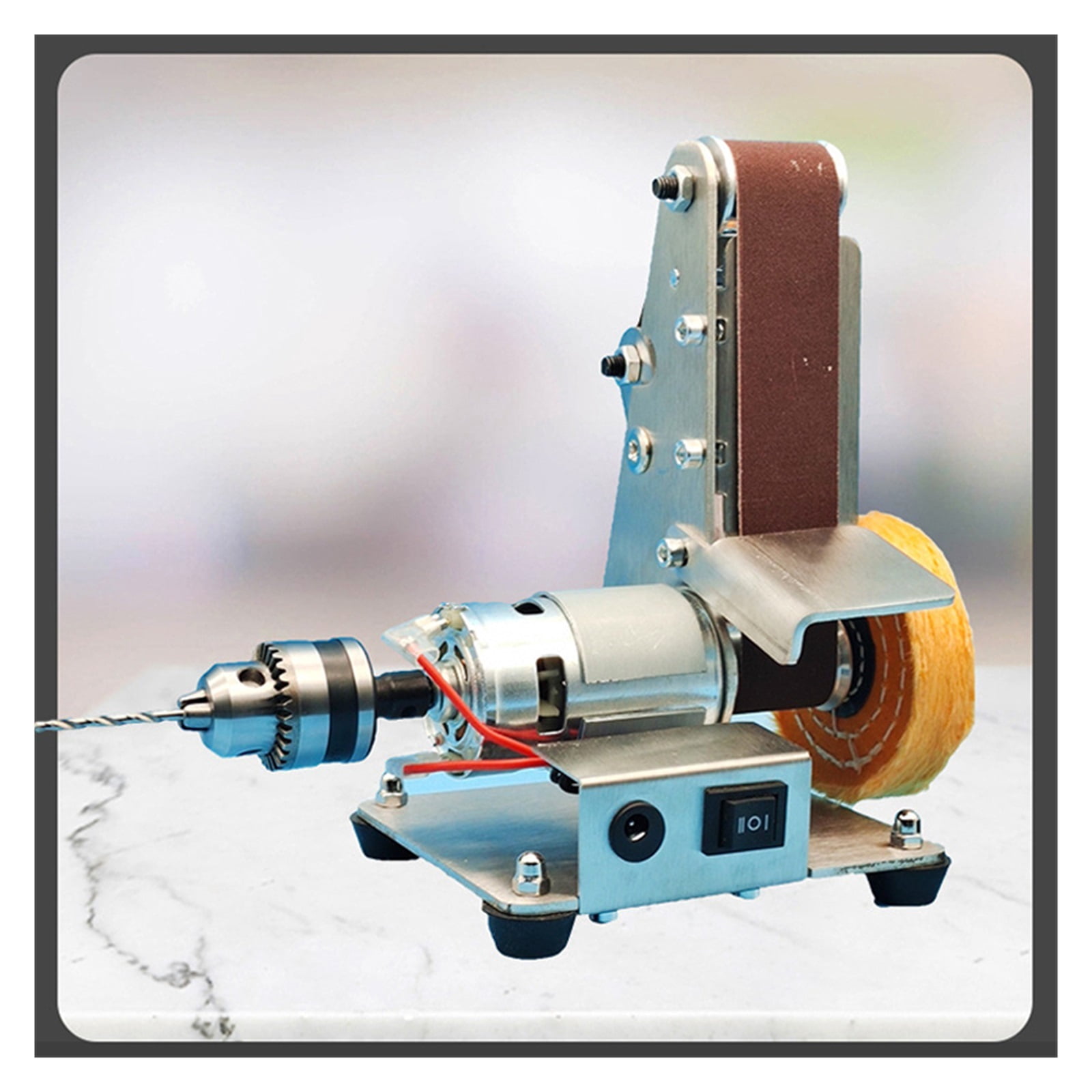 Multifunctional Desktop Vertical Miniature Mini Electric Belt Machine DIY Polishing Machine Fixed Angle Grinder ,Low Vibration