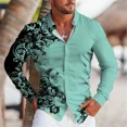 thumbnail image 1 of Ropa superior para hombre de alta calidad con manga larga y estampado de botones para fiestas sociales, moda y texto de periódico, 1 of 6