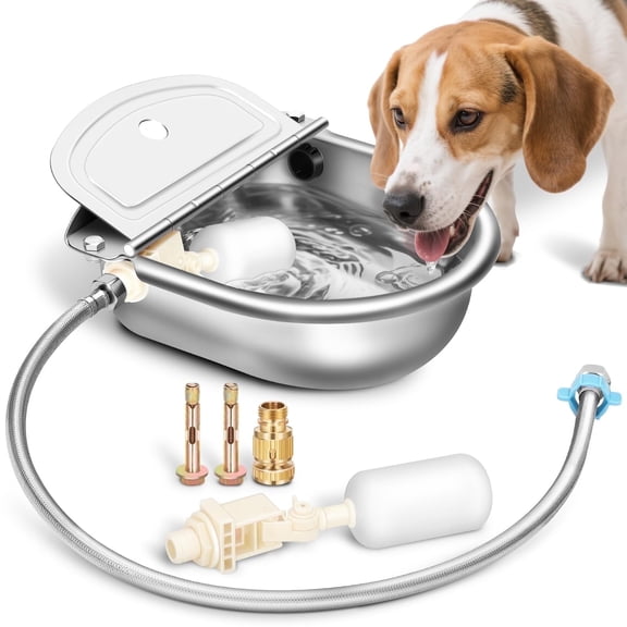 ZGRAO Upgraded Automatic Animal Water Bowl, 304 Stainless Steel Auto-Filling Waterer for Horses Dogs Goats Cattle