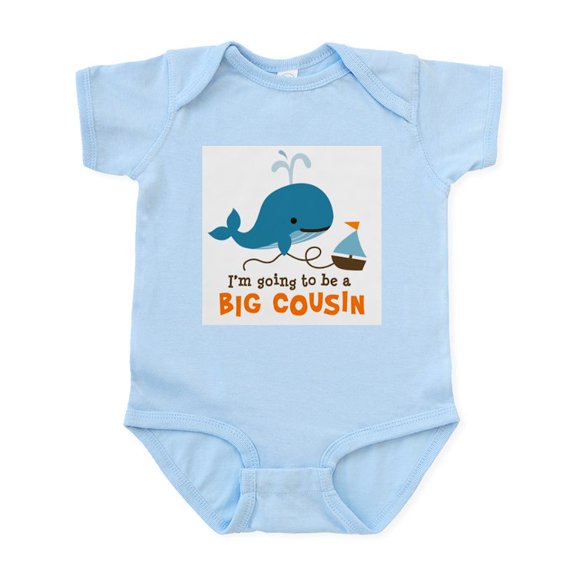CafePress - Big Cousin To Be Mod Whale Body Suit - Baby Light Bodysuit, Size Newborn - 24 Months