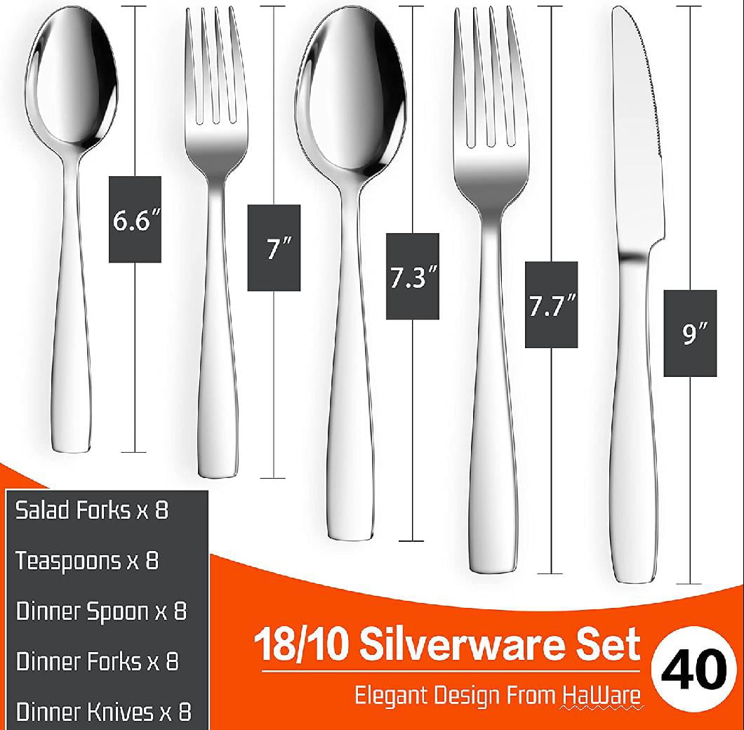 40 Piece Silverware Set Service for 8, EIUBUIE Premium Stainless Steel  Cutlery Set, Mirror Polished Flatware Sets Heavy Duty and Solid, Modern  Kitchen