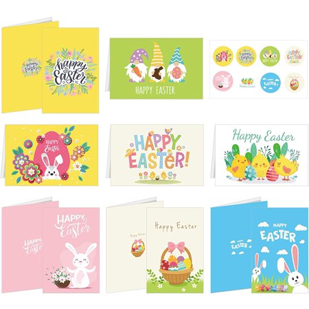 32 Pack Cartoon Easter Cards Kit with Envelopes and 32Pcs Adhesive ...