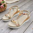 thumbnail image 4 of Platform Espadrilles for Women Bohemia Beaded Sandals Open Toe Wedges Heels Trendy Elastic Band Slingback Beach Shoes Orange Size 8.5, 4 of 6