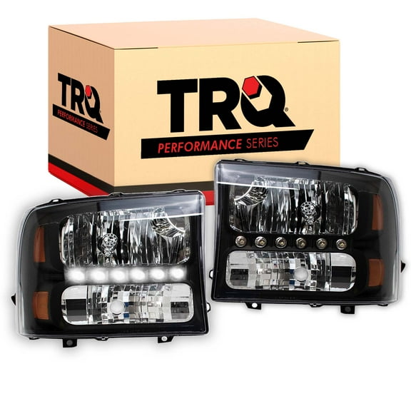 TRQ Performance Headlights w/ Corner Light Set LED DRL for 99-04 Ford Super Duty HLA71029