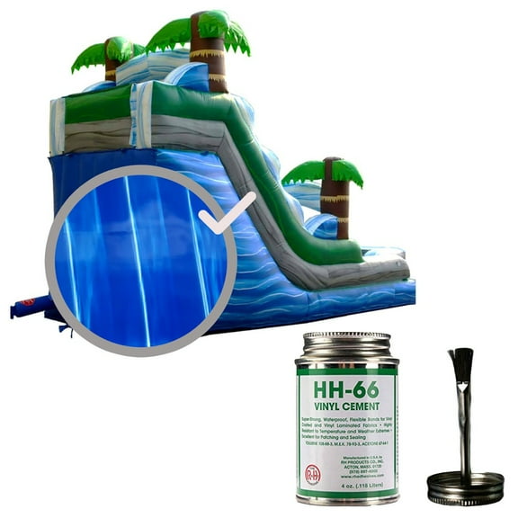 Moose Supply Inflatable Bounce House Vinyl Repair Kit with 4oz HH66 Glue, Blue Marble