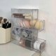 thumbnail image 1 of Makeup brush and contact lens storage box desktop transparent drawer storage box lipstick cosmetics jewelry plastic organizer box 4 grids [24.5*17.5*6, 1 of 4