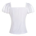 thumbnail image 3 of Kaemgyyd Renaissance Shirts for Women Summer Ruffle Short Sleeve Square Neck Corset Top Blouse Vintage Party Clubwear, 3 of 4