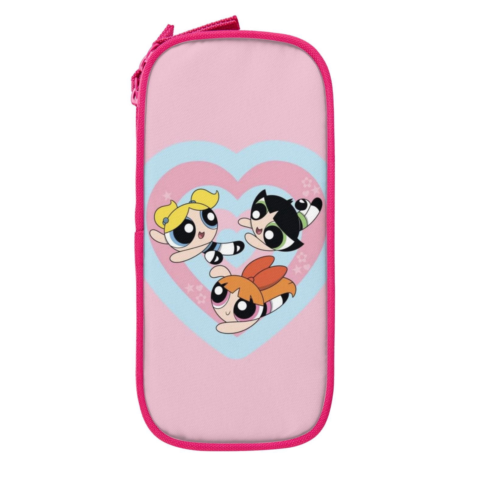 The Powerpuff Gi-rls Pencil Case Large Capacity Pencil Pouch Pen Bag Office Stationery Organizer Travel Makeup Bag Pink