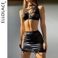 thumbnail image 2 of Ellolace-Lencería roja de 5 piezas para mujer, ropa interior elegante, sujetador transparente sin censura, ligas, conjuntos de bragas, trajes sexuales de vendaje, 2 of 5