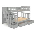 thumbnail image 3 of Bedz King Stairway Bunk Beds Full over Full with 4 Drawers in the Steps and 2 Under Bed Drawers, Gray, 3 of 9