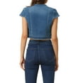 thumbnail image 3 of INSPIRE CHIC Women's 2023 Crop Denim Cap Sleeve Slim Fit Summer Jean Jacket S Medium Blue, 3 of 6