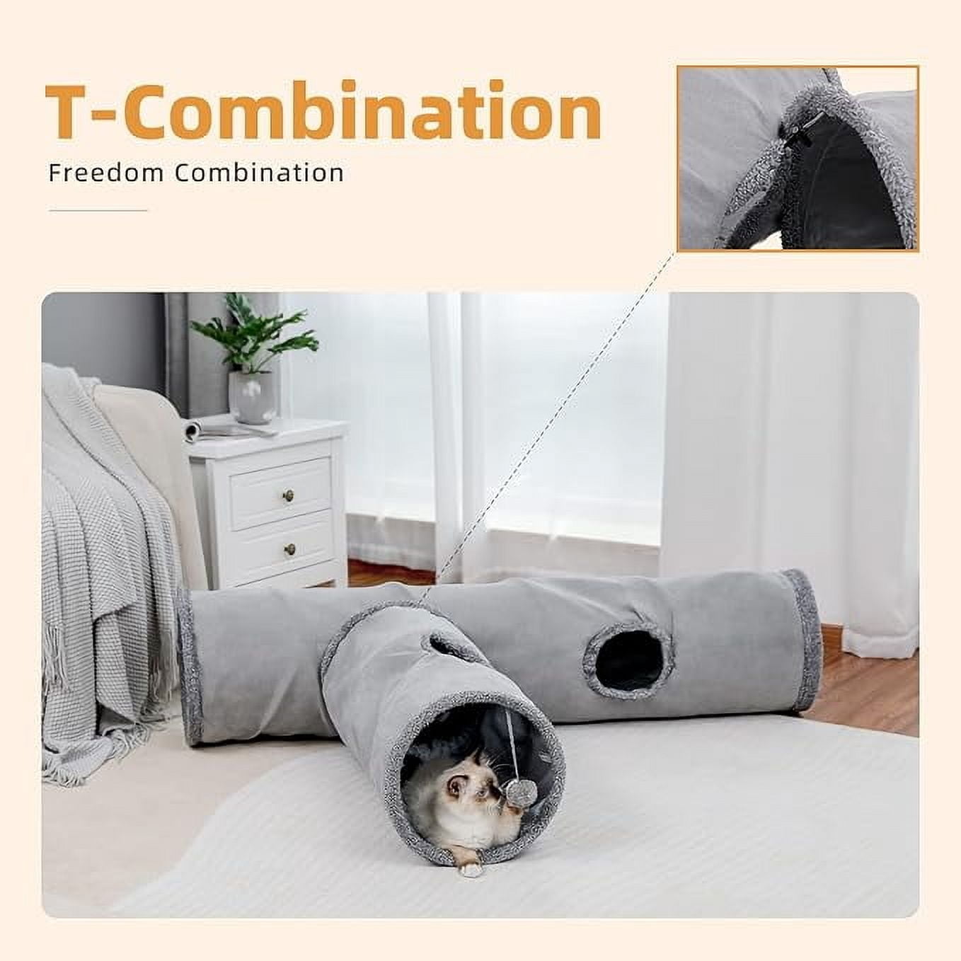 Cat Tunnel 51 Inches Long Cat Toys Collapsible Tunnel 12 Inches in Diameter Large Cat Tube for Big Cat,Rabbits and Puppy- Large