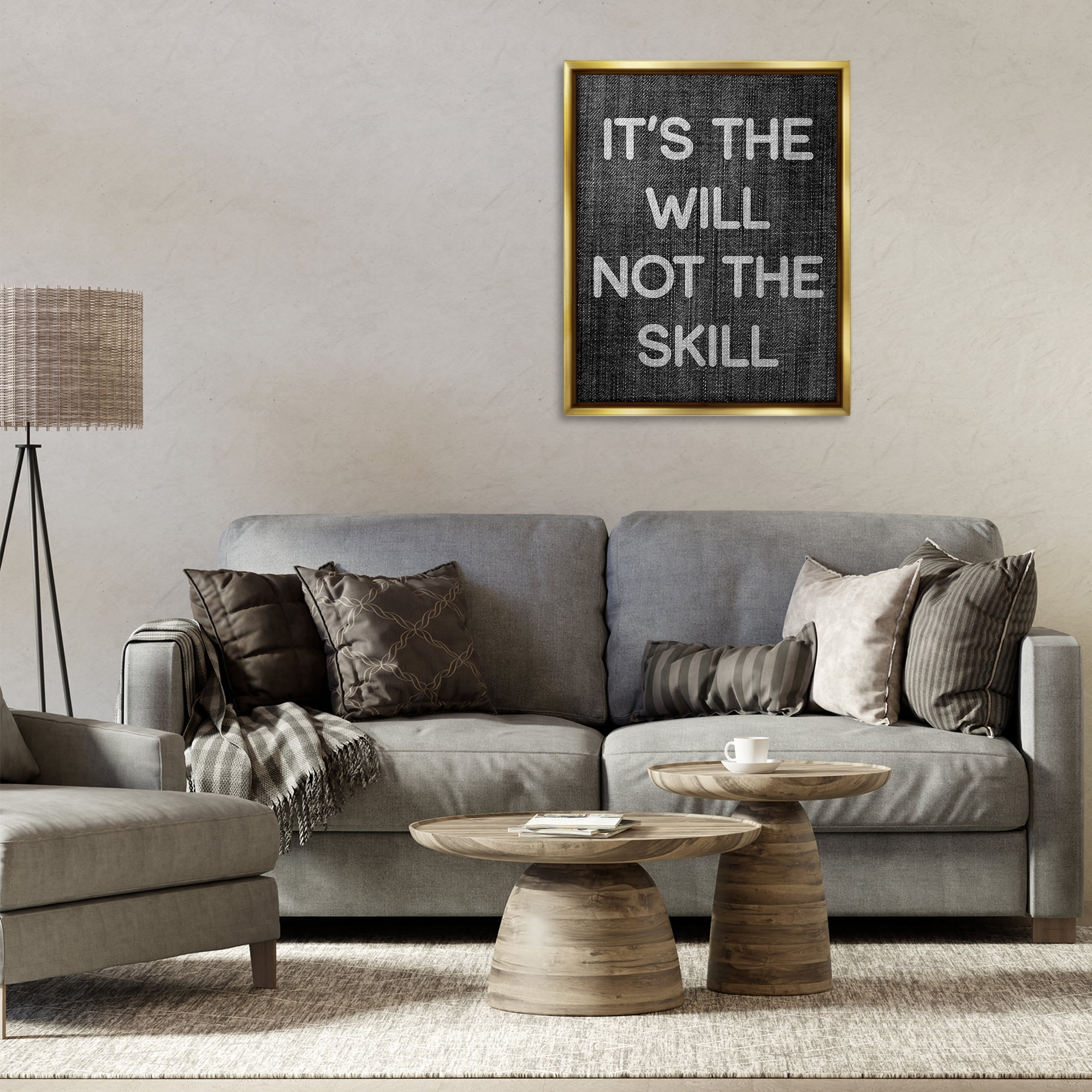 Stupell Industries Will Not Skill Phrase Text & Numbers Painting Gold Floater Framed Canvas Art Print Wall Art, 25 x 31