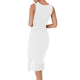 thumbnail image 2 of Vestido Midi Ajustado Fruncido para Mujer, Cuello Cuadrado, Sin Mangas, Bajo con Volantes, Vestido de Fiesta para Discoteca, , Talla L, 2 of 8