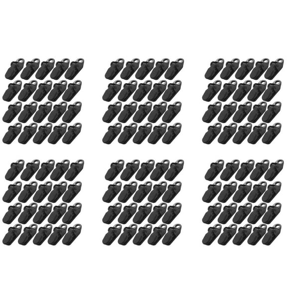 120Pcs Tent Awning Canopy Clamp Tarp Clip Snap Canvas Anchor Gripper Caravan Jaw Grip Trap Tighten Tool,120 x Tent clamps,Black