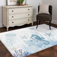thumbnail image 3 of Aqua Coastal Area Rugs 2.7'x5', Washable Small Throw Rugs for Kitchen Bedroom, Summer Ocean Coral Jellyfish Seahorse Starfish Indoor Outdoor Rug Non-Slip Low Pile Carpet Runner Reversible Floor Mats, 3 of 8