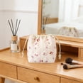 thumbnail image 6 of Byujiro Floral Quilted Drawstring Cosmetic Pouch Lightweight Printed Storage Bag Portable Makeup Organizer for Travel & Daily Use, 6 of 6