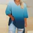 thumbnail image 2 of FDGIU Women's Plus Size Classic Solid Tunic - 3/4 Sleeve V Neck Casual Shirt, 2 of 5