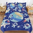 thumbnail image 6 of 3 Pcs Soft Bedding Set, Includes 1 Duvet Cover with Zipper And 2 Pillow,Shams Cartoon Space Astronaut Full(79"×90"), 6 of 8